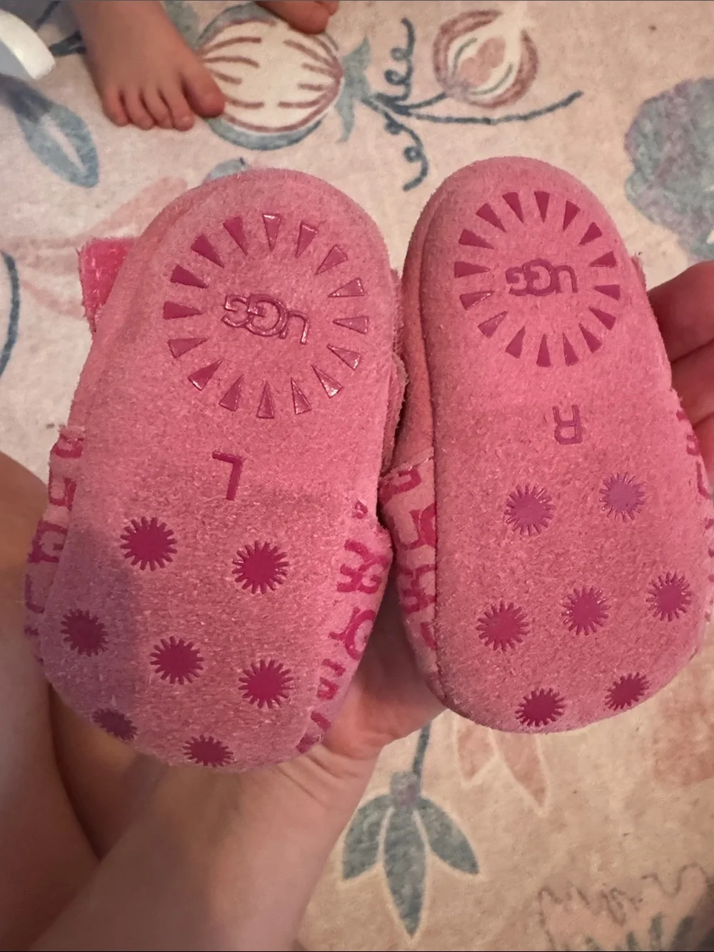 UGG Pink Logo Baby Slip-On Moccasins